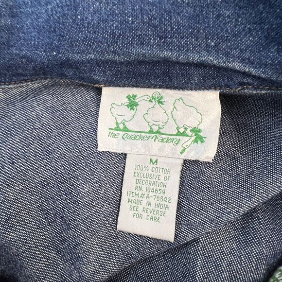 The Quacker Factory Womens‎ Denim Jacket Autumn Thanksgiving Scarecrow Pumpkins - Picture 5 of 7